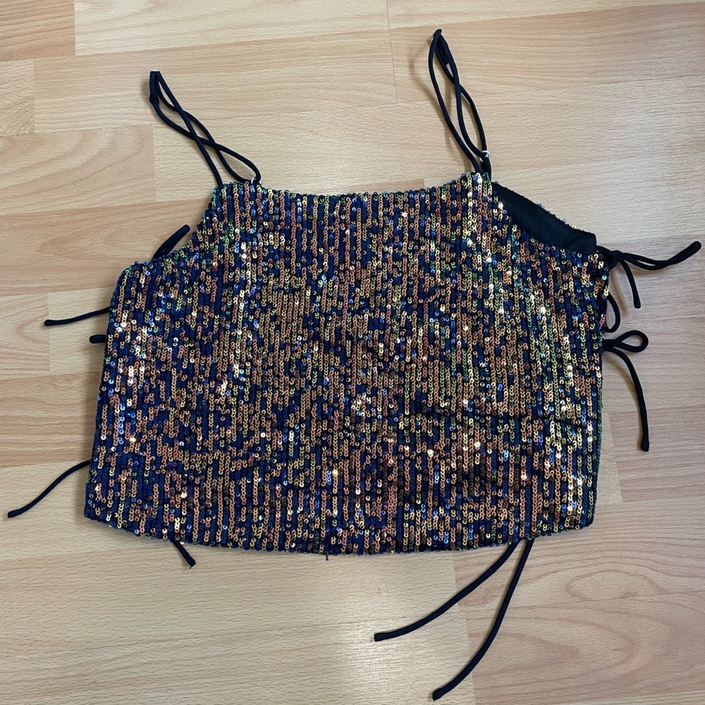 Adika Rhinestone Tie-Side Tank Top